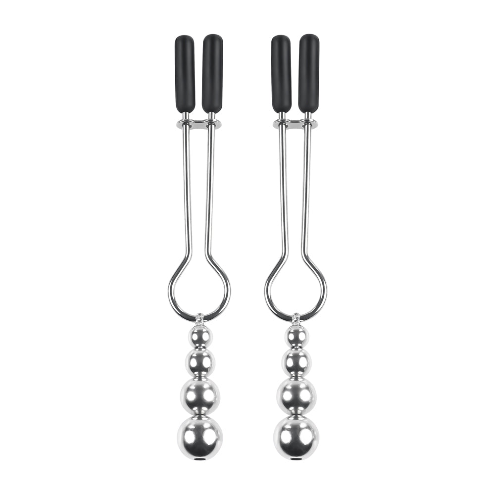 Beaded Nipple Clamps Silver | 844477023557 | Available at EroticWarehouse.com