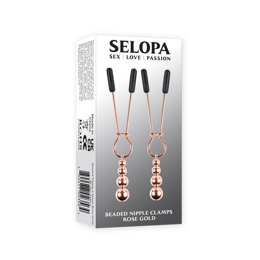Beaded Nipple Clamps Rose Gold | 844477023564 | Available at EroticWarehouse.com