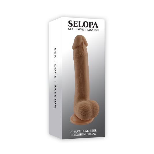 7" Natural Feel Flexskin Dildo Dark | 844477023854 | Available at EroticWarehouse.com