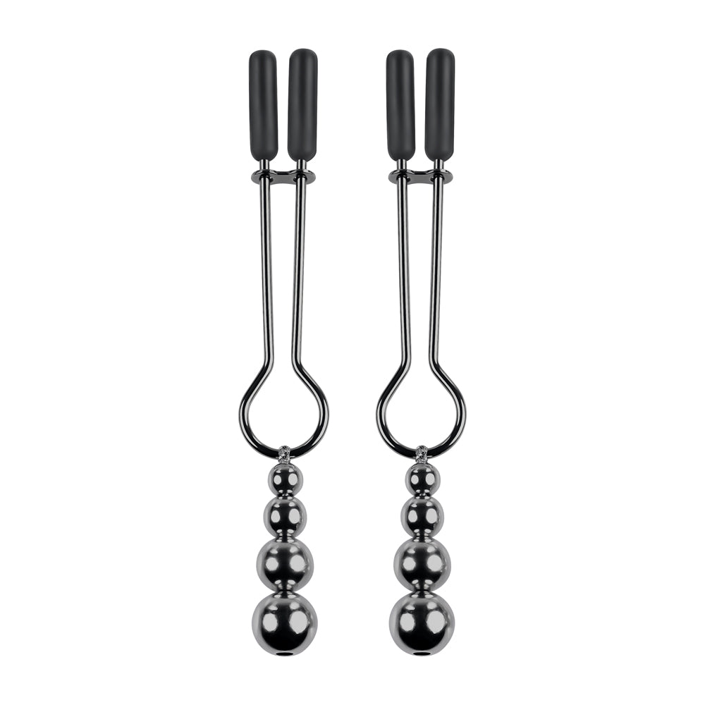 Beaded Nipple Clamps Black Chrome | 844477023915 | Available at EroticWarehouse.com