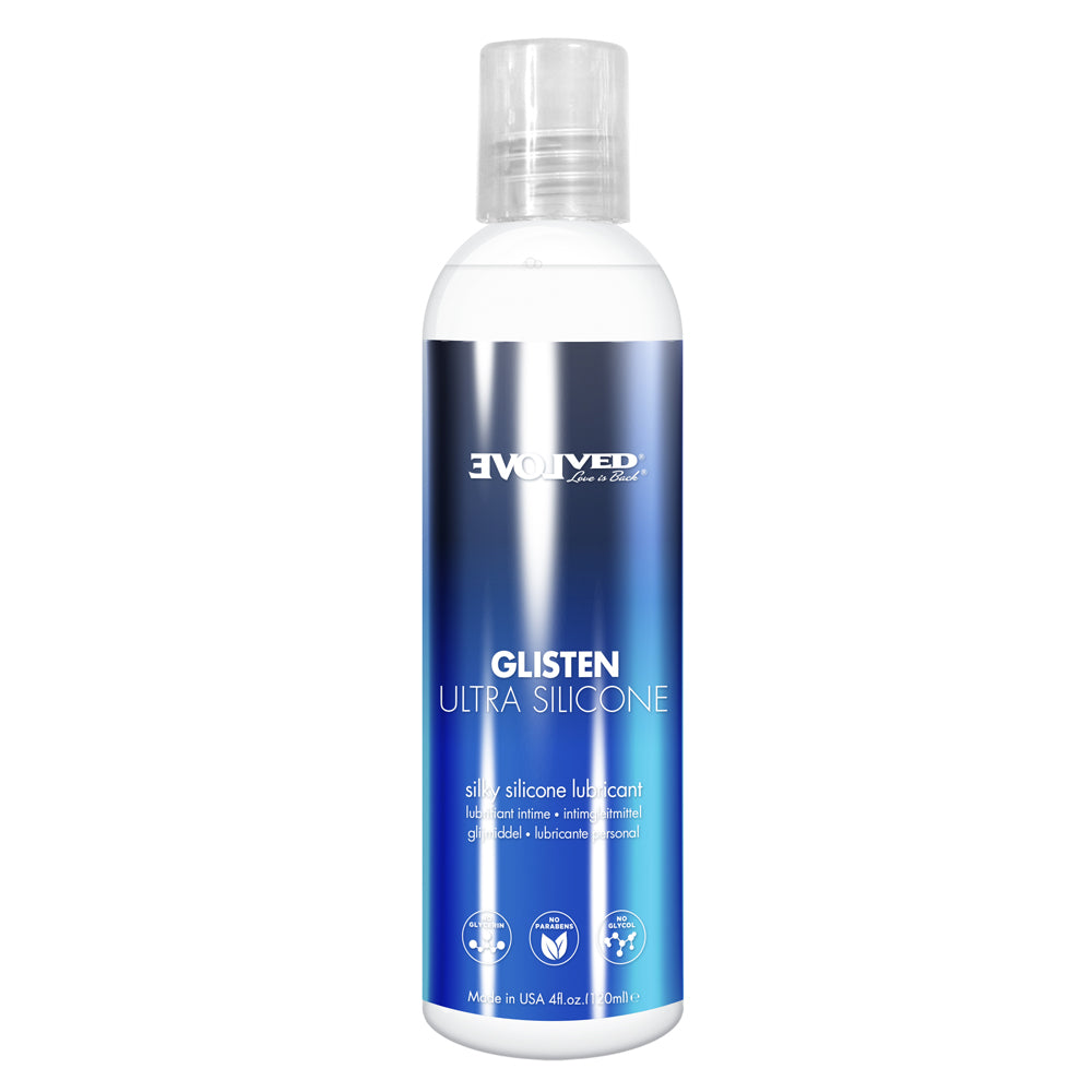 Glisten Ultra Silicone Silky Silicone Lubricant 4 oz. | 844477024400 | Available at EroticWarehouse.com