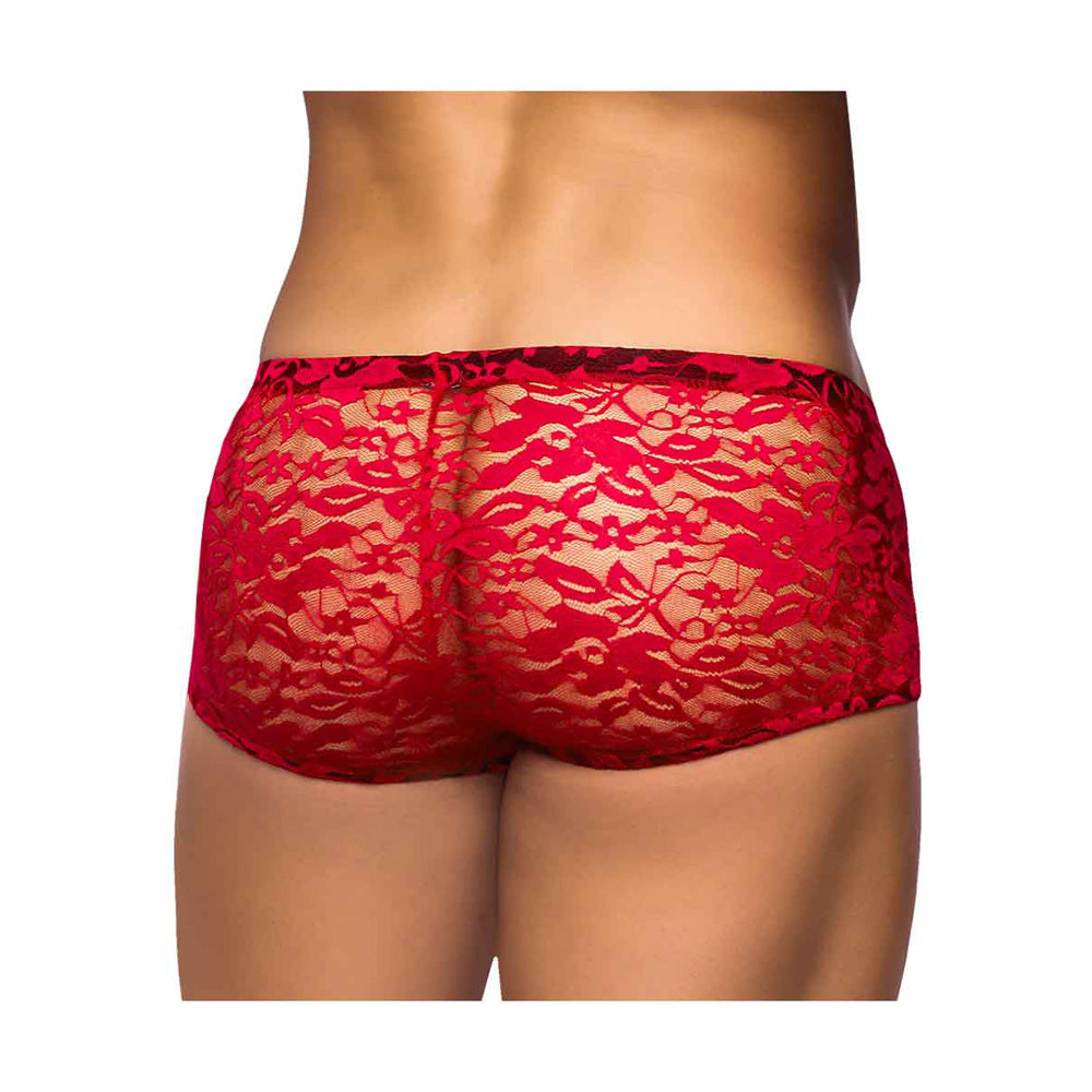 Stretch Lace Mini Short Red Xl | 845830074049 | Available at EroticWarehouse.com