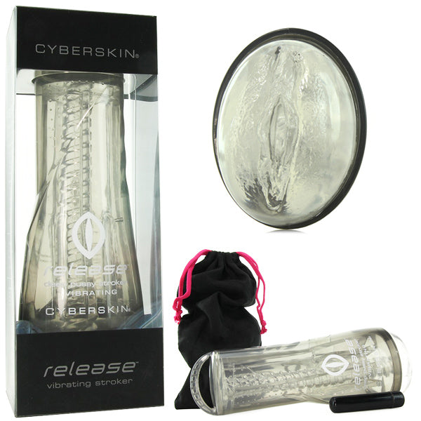 Cyberskin Release Deep Pussy Stroker Clear Vibrating | 846623004571 | Available at EroticWarehouse.com