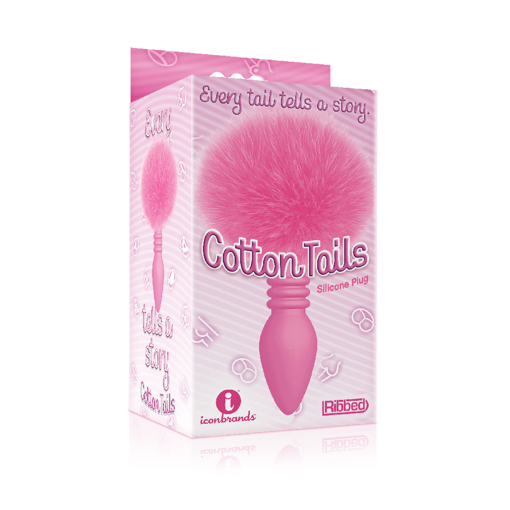 The 9's Cottontails Silicone Bunny Tail Butt Plug Ribbed Pink | 847841026864 | Available at EroticWarehouse.com