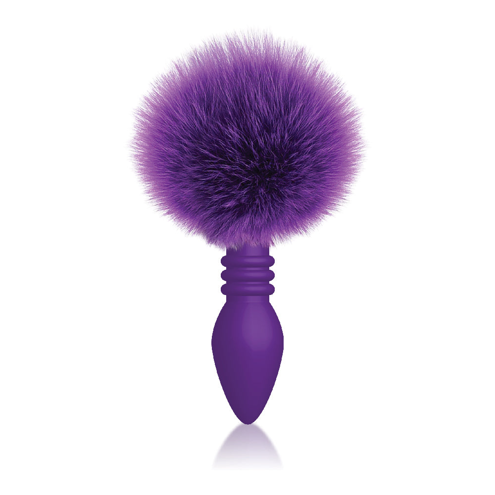 The 9's Cottontails Silicone Bunny Tail Butt Plug Ribbed Purple | 847841026871 | Available at EroticWarehouse.com
