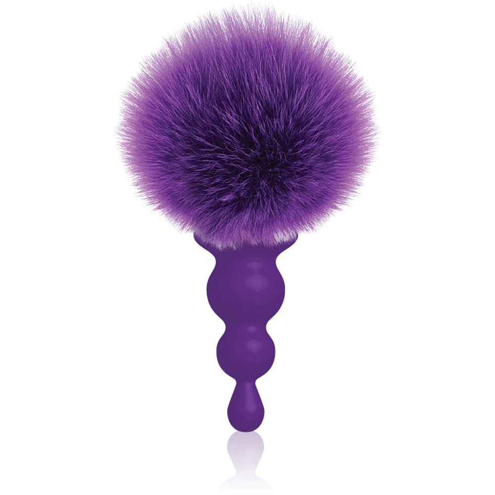 The 9's Cottontails Silicone Bunny Tail Butt Plug Beaded Purple | 847841026895 | Available at EroticWarehouse.com