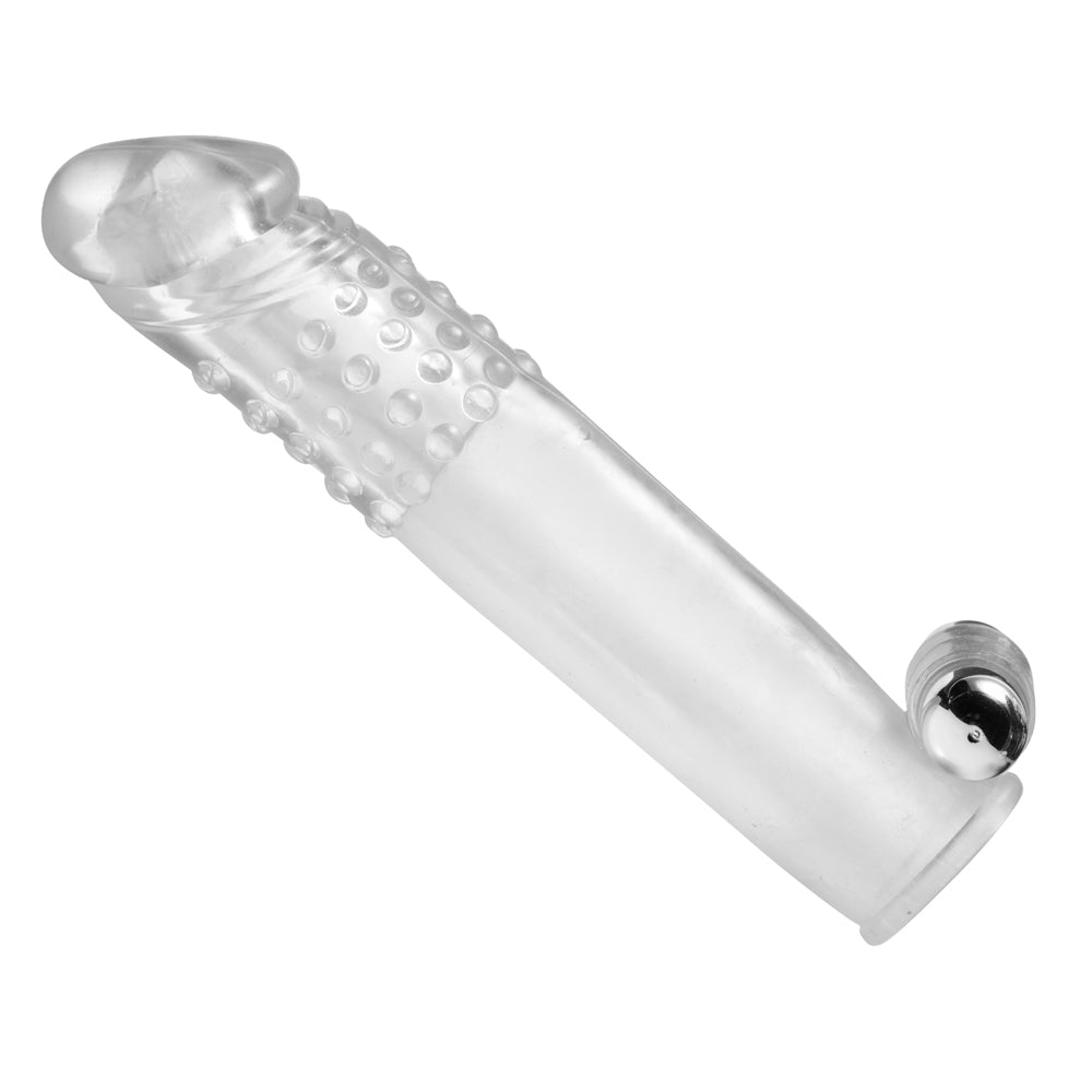 Size Matters Clear Sensations Penis Extender Vibro Sleeve With Bullet | 848518011213 | Available at EroticWarehouse.com