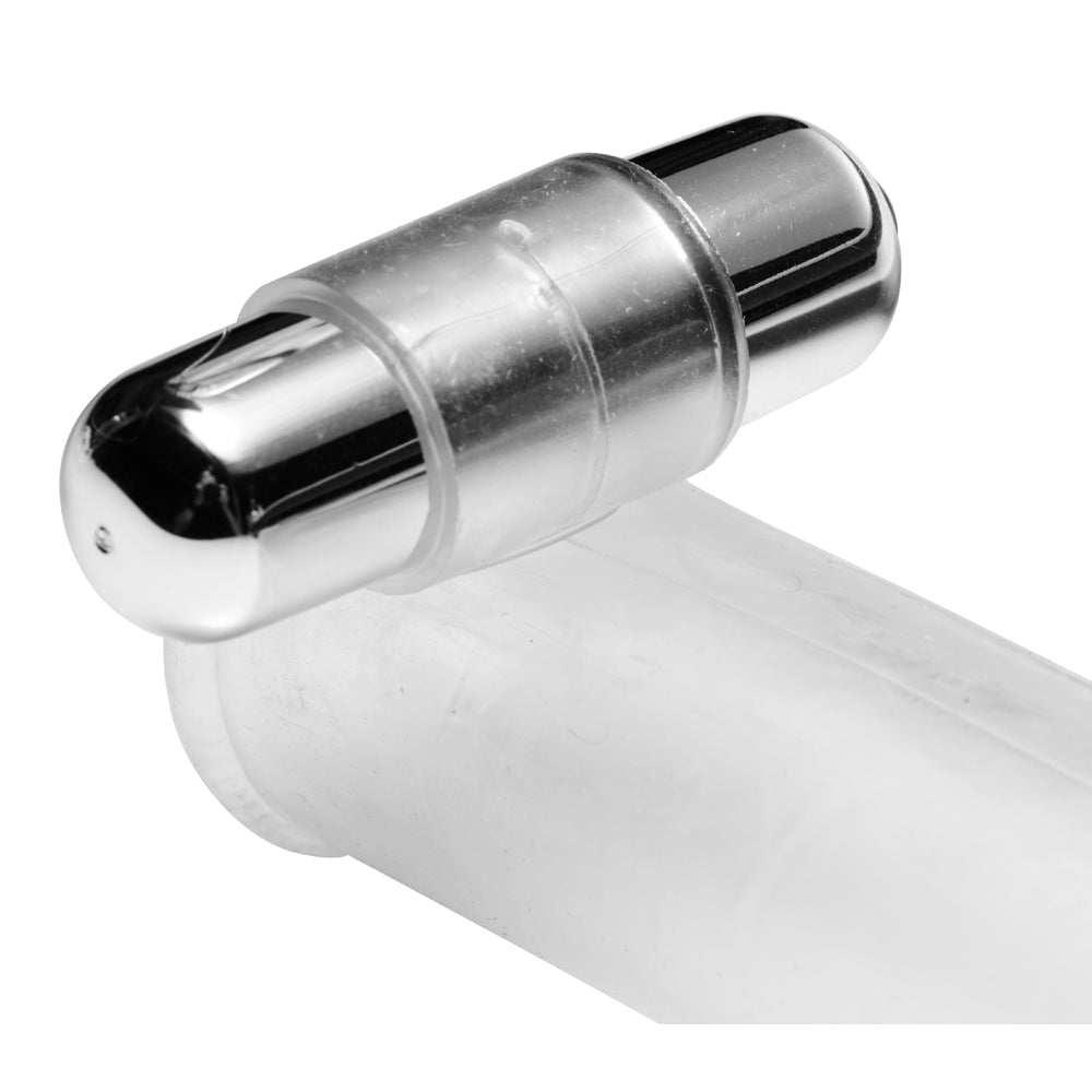 Size Matters Clear Sensations Penis Extender Vibro Sleeve With Bullet | 848518011213 | Available at EroticWarehouse.com
