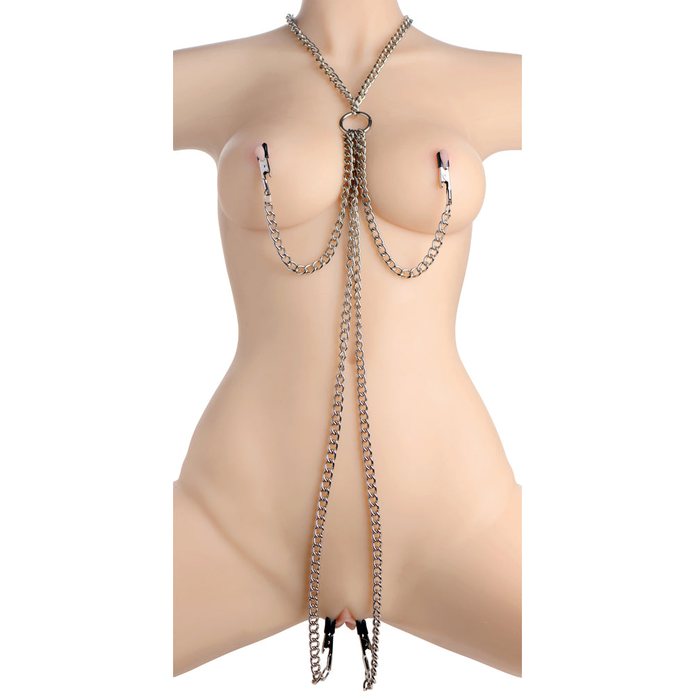 Master Series Collar Nipple And Clit Clamp Set | 848518013361 | Available at EroticWarehouse.com