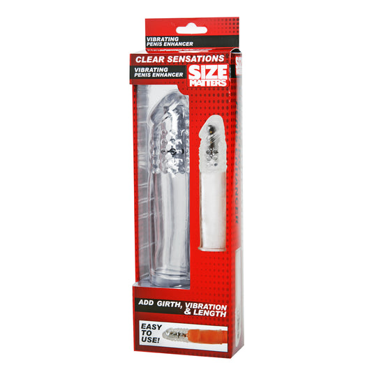 Size Matters Clear Sensations Vibrating Penis Enhancer | 848518018526 | Available at EroticWarehouse.com