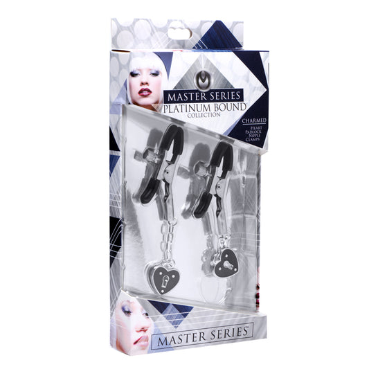 Master Series Charmed Heart Padlock Nipple Clamps | 848518020062 | Available at EroticWarehouse.com
