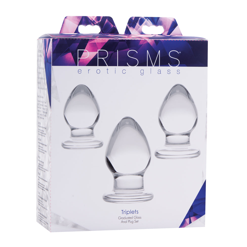 Prisms Triplets 3 Piece Glass Anal Plug Kit | 848518024787 | Available at EroticWarehouse.com