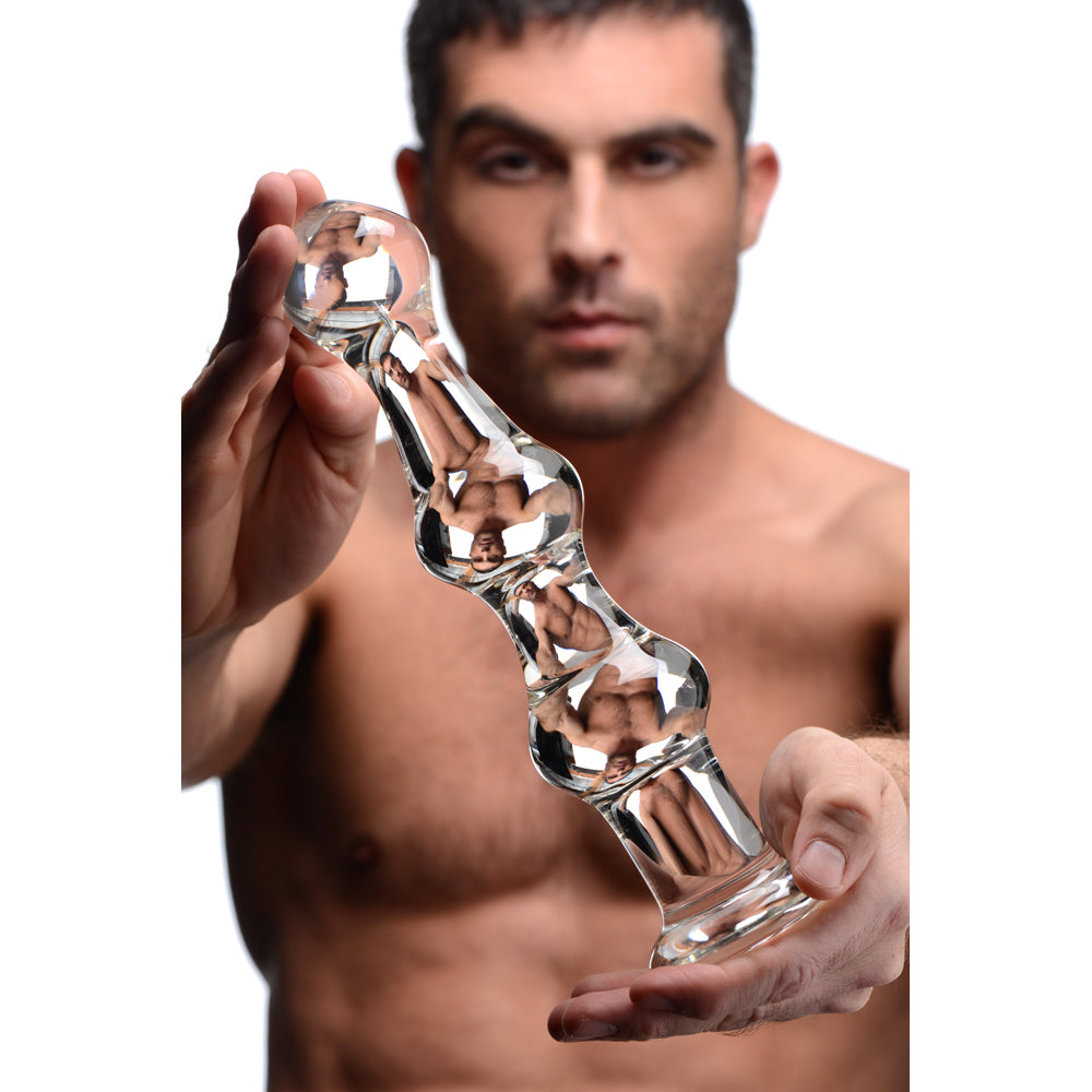 Master Series Mammoth 3 Bumps Glass Dildo | 848518025616 | Available at EroticWarehouse.com