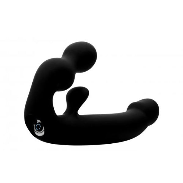 Strap U Tri-Volver 7X Vibrating Strapless Strap On Black | 848518030894 | Available at EroticWarehouse.com