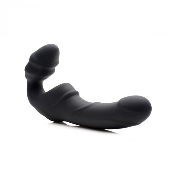 Strap U Slim Rider Ribbed 9X Vibrating Strapless Strap-On | 848518031150 | Available at EroticWarehouse.com