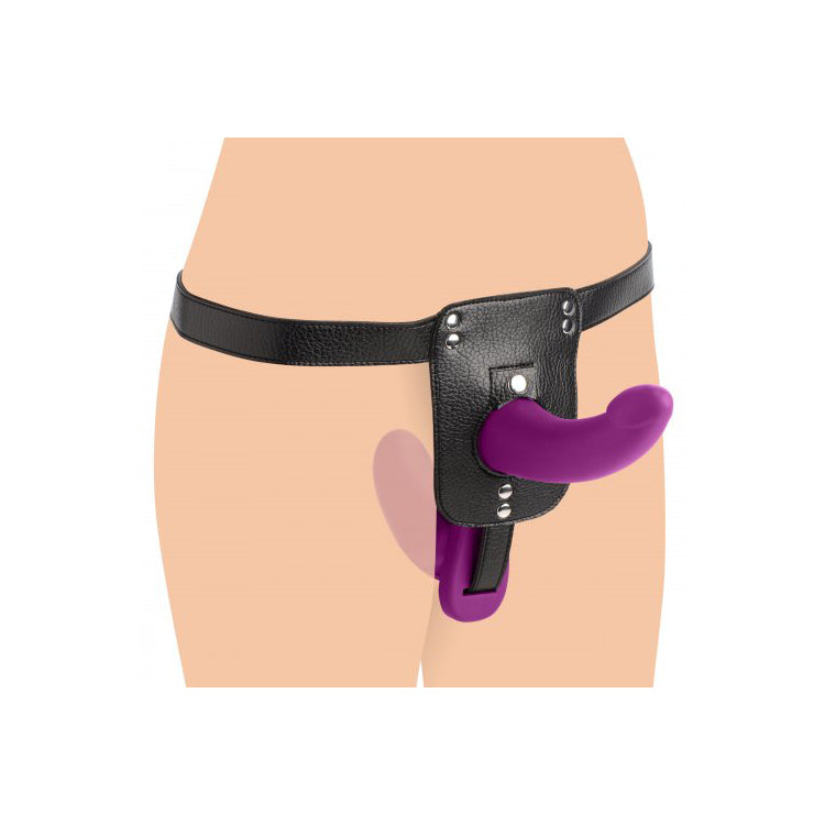 Strap U Double Take Purple 10X Vibrating Double Penetration Strap-On Harness | 848518031488 | Available at EroticWarehouse.com