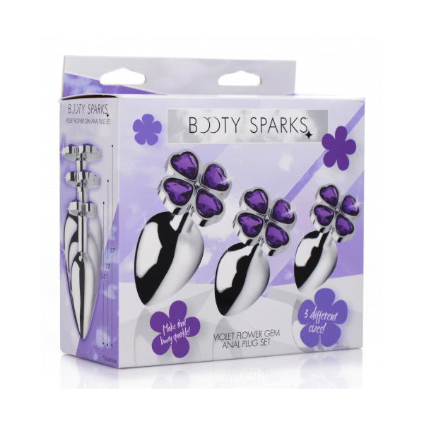 Booty Sparks Violet Flower Gem Anal Plug Set | 848518033932 | Available at EroticWarehouse.com