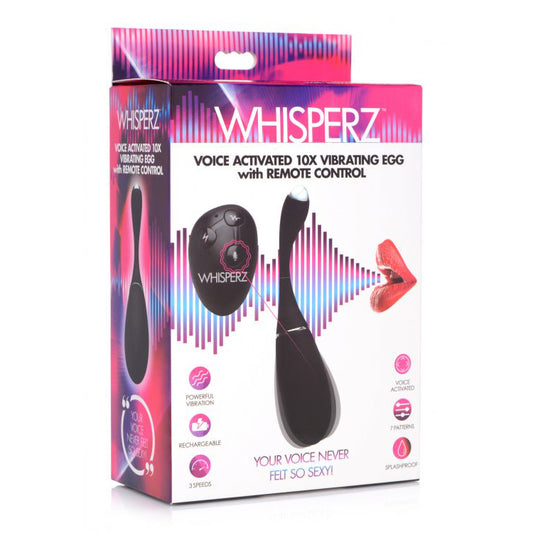 Whisperz Voice Activated 10X Vibrating Egg With Remote Control | 848518036827 | Available at EroticWarehouse.com