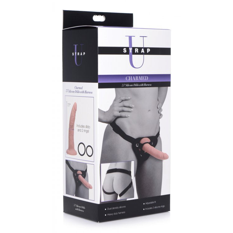 Strap U Charmed 7.5'' Silicone Dildo With Harness | 848518037305 | Available at EroticWarehouse.com