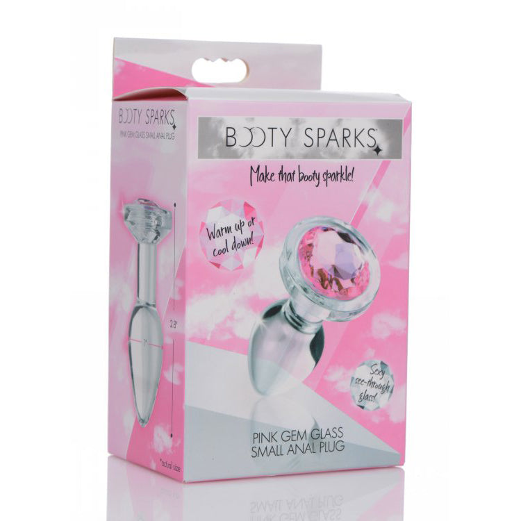 Booty Sparks Pink Gem Glass Anal Plug Small | 848518037343 | Available at EroticWarehouse.com
