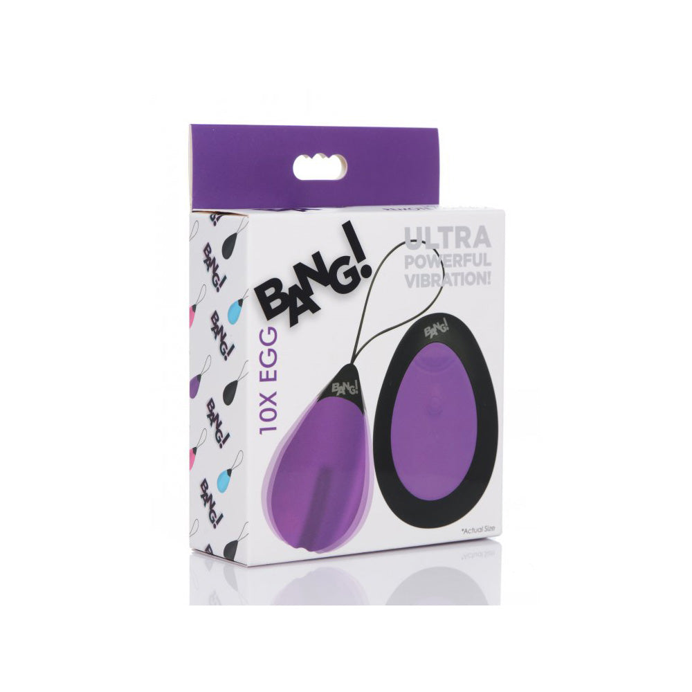 Bang! 10X Vibrating Silicone Egg With Remote Control Purple | 848518037688 | Available at EroticWarehouse.com