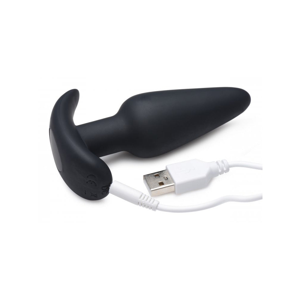Bang! 21X Vibrating Silicone Butt Plug W/ Remote Control Black | 848518039682 | Available at EroticWarehouse.com