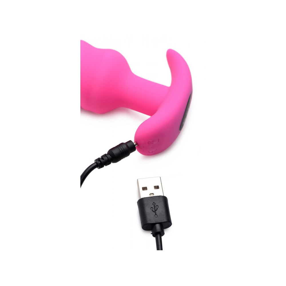 Bang! 21X Vibrating Silicone Swirl Butt Plug W/ Remote Control Pink | 848518039743 | Available at EroticWarehouse.com