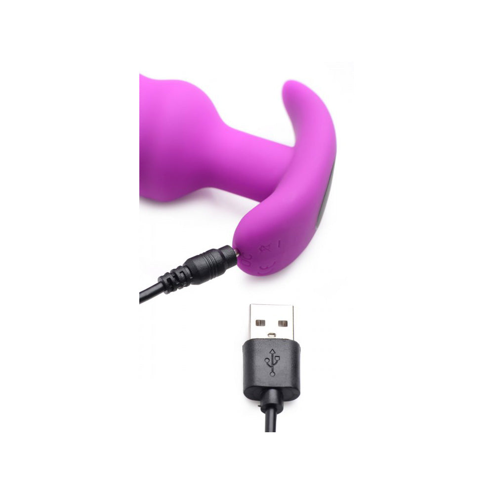 Bang! 21X Vibrating Silicone Swirl Butt Plug W/ Remote Control Purple | 848518039750 | Available at EroticWarehouse.com