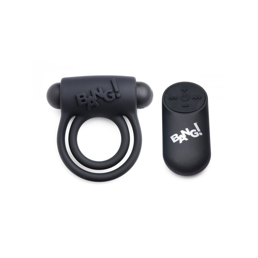 Bang! Silicone Cock Ring & Bullet W/ Remote Control Black | 848518039828 | Available at EroticWarehouse.com
