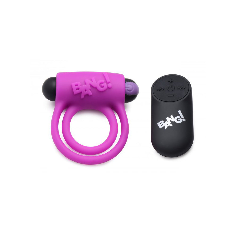 Bang! Silicone Cock Ring & Bullet W/ Remote Control Purple | 848518039859 | Available at EroticWarehouse.com