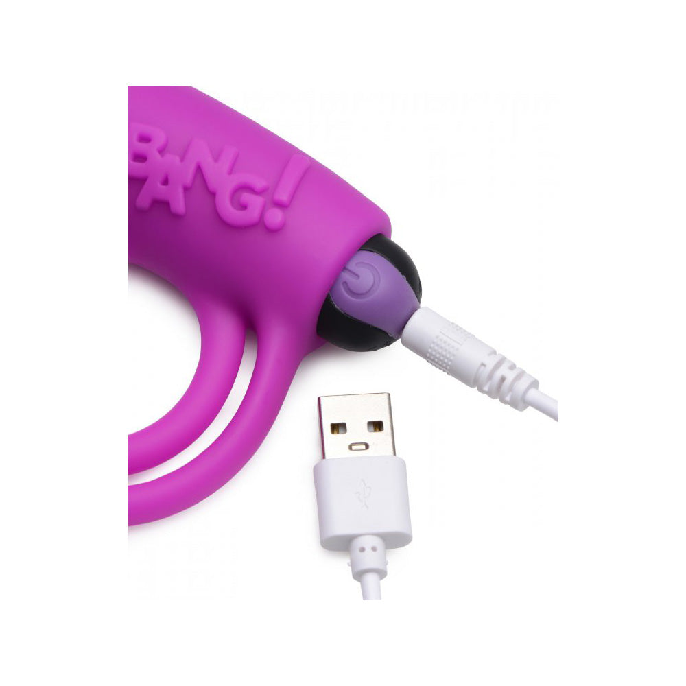 Bang! Silicone Cock Ring & Bullet W/ Remote Control Purple | 848518039859 | Available at EroticWarehouse.com