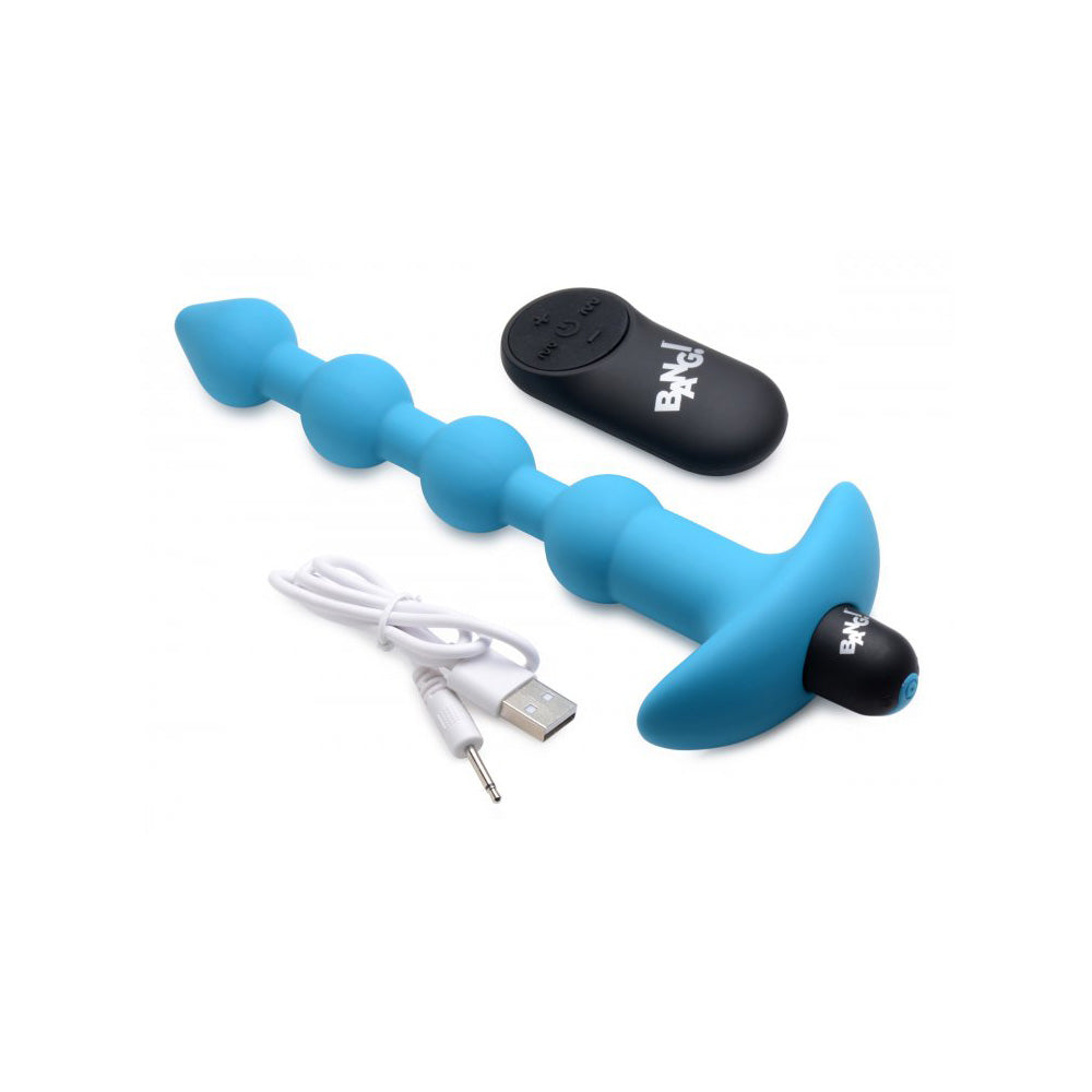 Bang! Vibrating Silicone Anal Beads & Remote Control Blue | 848518041838 | Available at EroticWarehouse.com