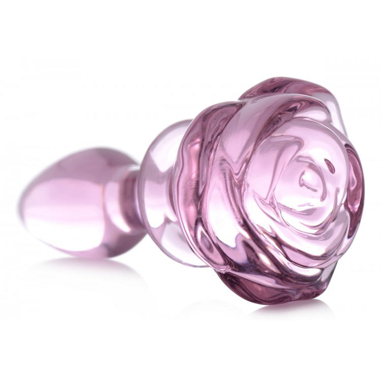 Booty Sparks Pink Rose Glass Small Anal Plug | 848518042385 | Available at EroticWarehouse.com
