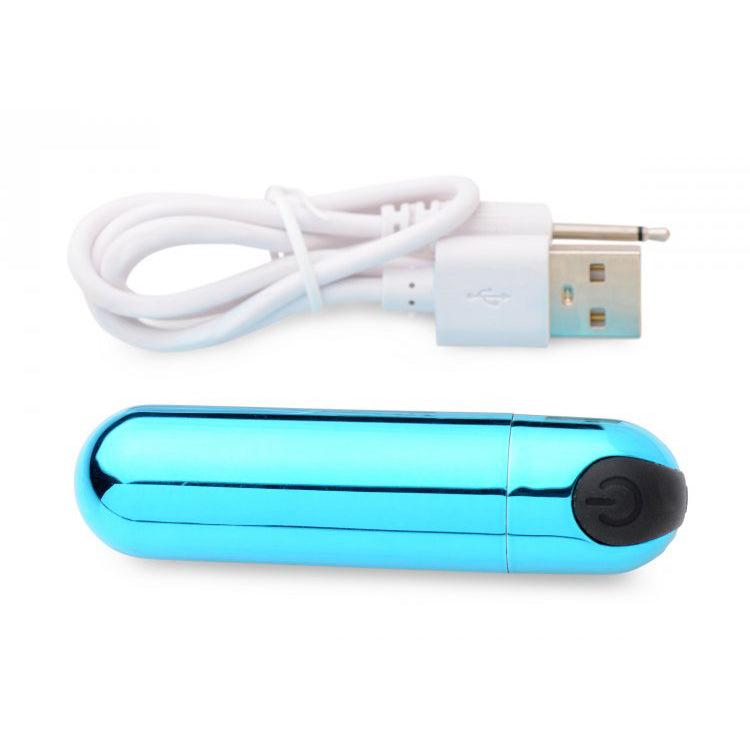 Bang! 10X Rechargeable Vibrating Metallic Bullet Blue | 848518042521 | Available at EroticWarehouse.com