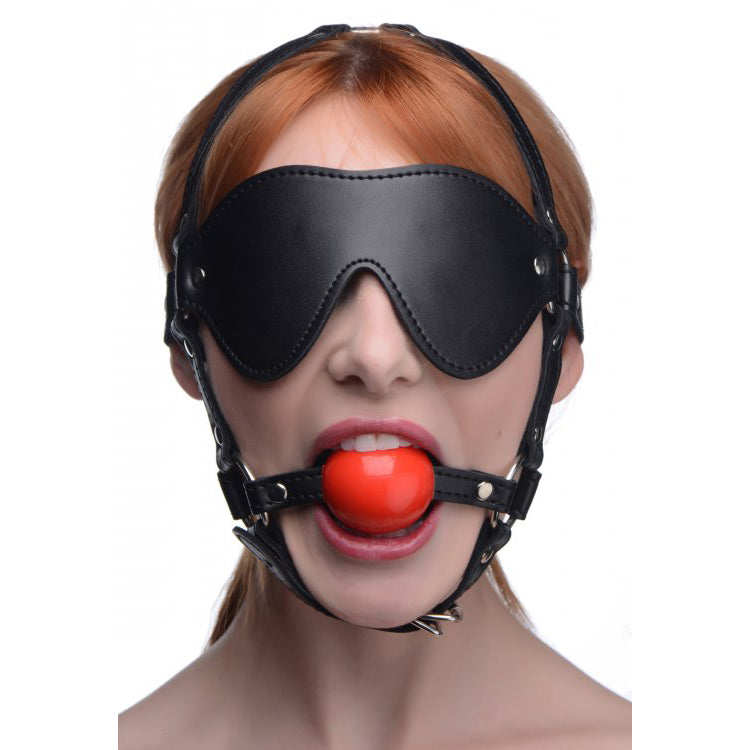 Strict Blindfold Harness W/ Ball Gag | 848518042958 | Available at EroticWarehouse.com