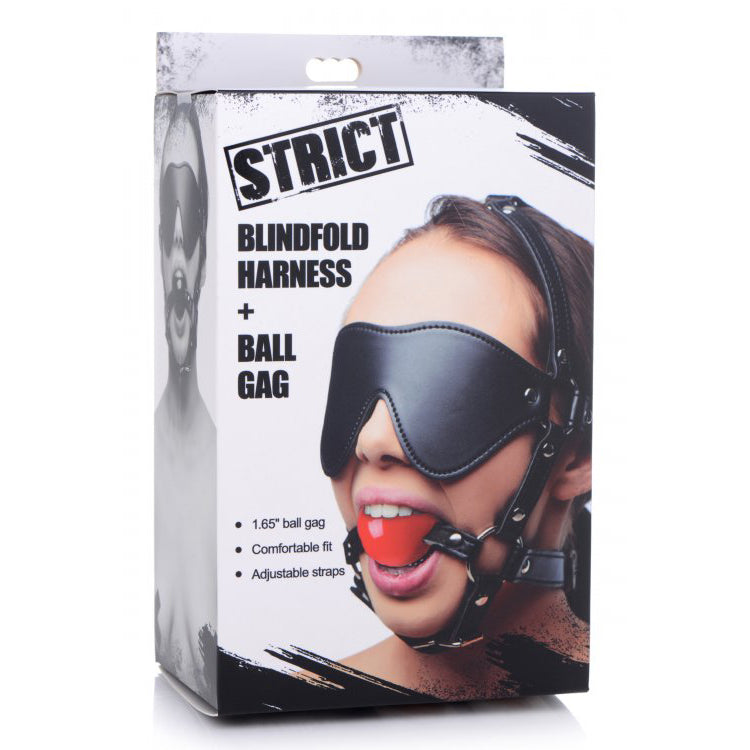 Strict Blindfold Harness W/ Ball Gag | 848518042958 | Available at EroticWarehouse.com