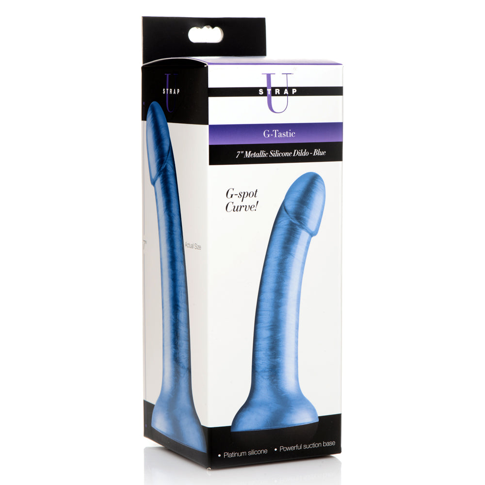 Strap U G-Tastic 7'' Metallic Silicone Dildo Blue | 848518045911 | Available at EroticWarehouse.com