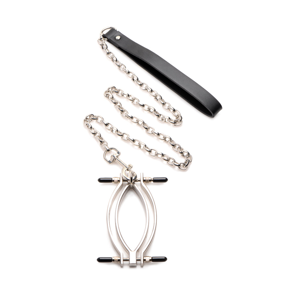 Master Series Pussy Tugger Adjustable Pussy Clamp With Leash | 848518046796 | Available at EroticWarehouse.com