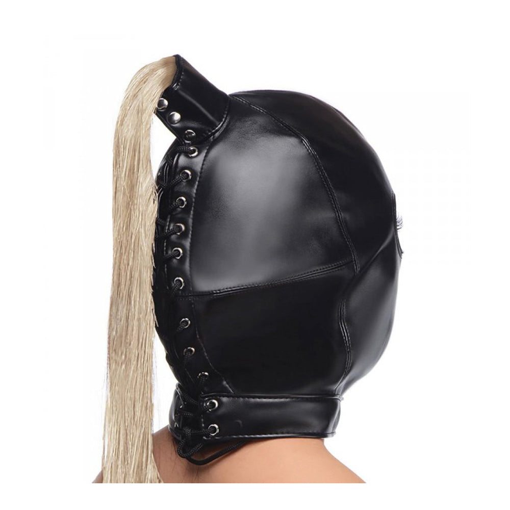 Strict Blonde Ponytail Bondage Hood | 848518047496 | Available at EroticWarehouse.com