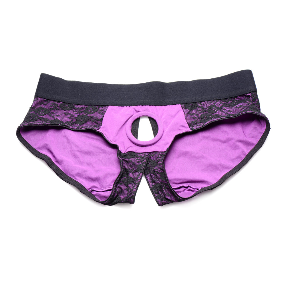 Strap U Lace Envy 2Xl Crotchless Panty Harness Purple | 848518048141 | Available at EroticWarehouse.com