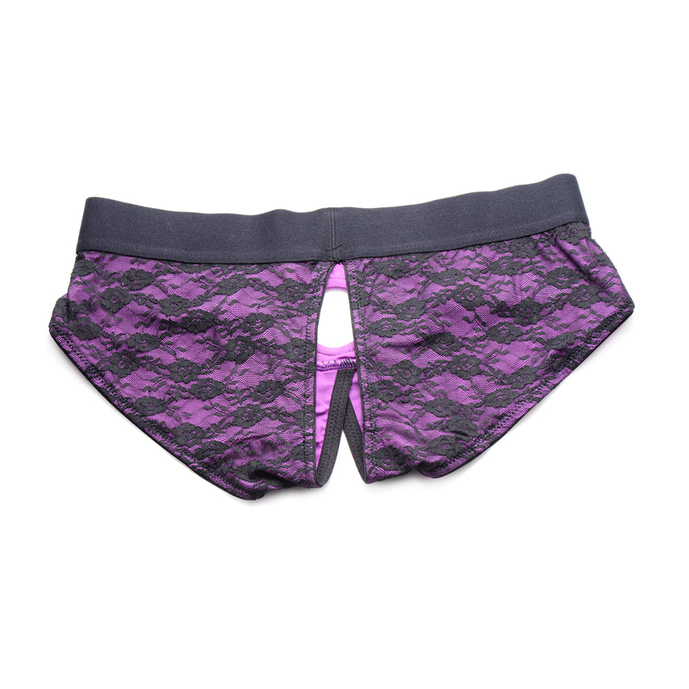 Strap U Lace Envy 2Xl Crotchless Panty Harness Purple | 848518048141 | Available at EroticWarehouse.com