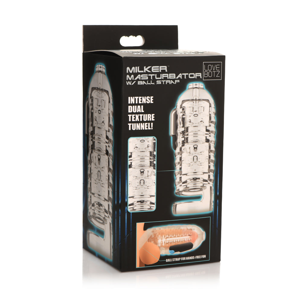 Lovebotz Milker Tpe Masturbator W/ Ball Strap | 848518048516 | Available at EroticWarehouse.com