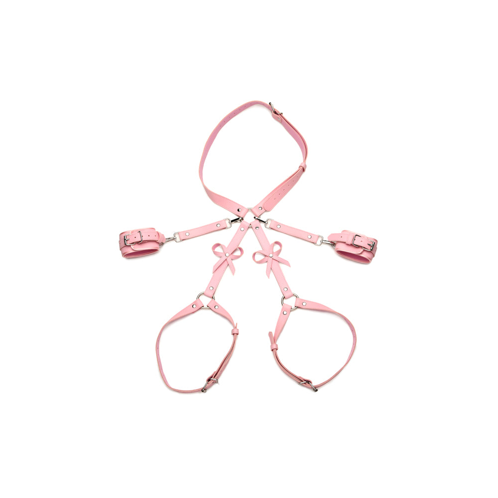 Strict Pink Bondage Harness W/ Bows M/L | 848518049438 | Available at EroticWarehouse.com