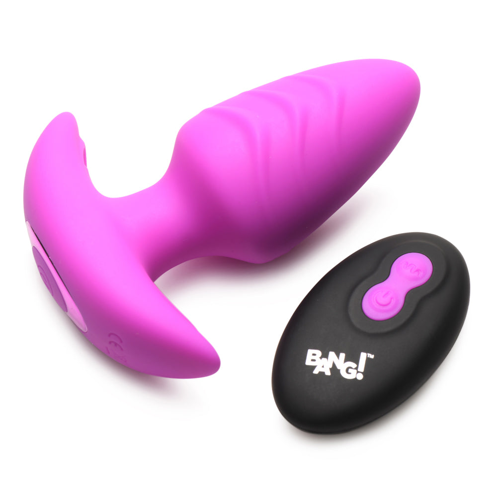 Bang! Rotating & Vibrating Silicone Butt Plug W/ Remote Purple | 848518055903 | Available at EroticWarehouse.com