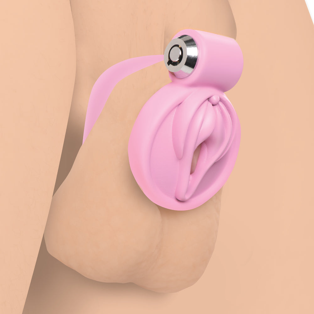 Master Series Pussification Vulva Locking Chastity Cage | 848518056641 | Available at EroticWarehouse.com