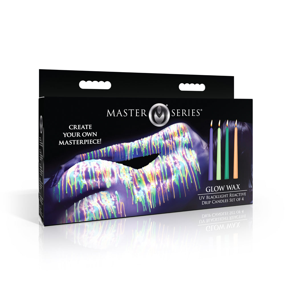 Master Series Glow Wax UV Blacklight Reactive Drip Candles Set Of 4 | 848518058713 | Available at EroticWarehouse.com