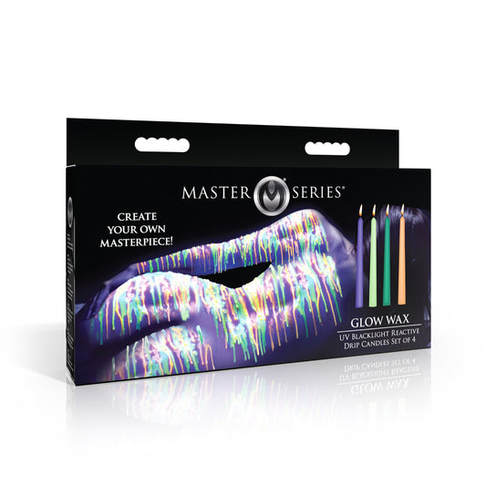 Master Series Glow Wax UV Blacklight Reactive Drip Candles Set Of 4 | 848518058713 | Available at EroticWarehouse.com
