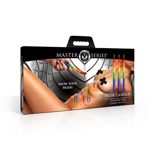 Master Series Pride Candles Rainbow Drip Candle Set Of 3 | 848518059109 | Available at EroticWarehouse.com