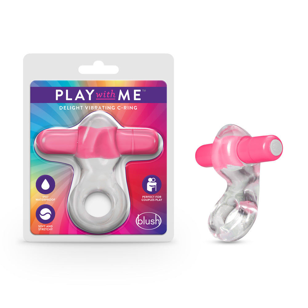 Play With Me Delight Vibrating C-Ring Pink | 850002870428 | Available at EroticWarehouse.com