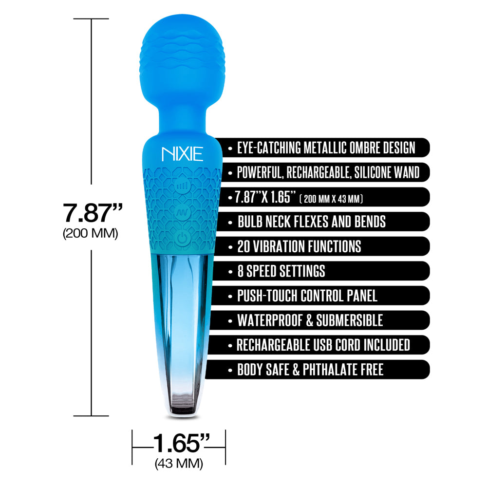 Nixie Rechargeable Wand Massager Blue Ombre | 850010096896 | Available at EroticWarehouse.com